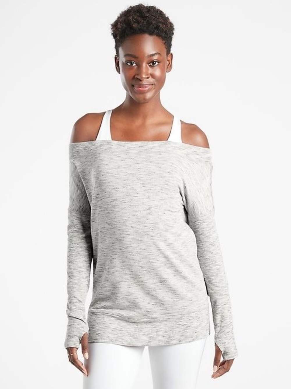 NWT! Athleta Gray Off-Shoulder Sweatshirt in XS